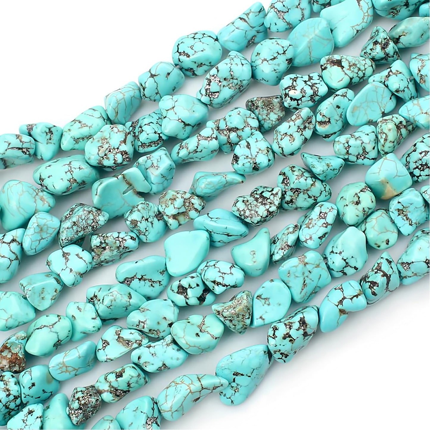 HAAMIIQII 10-15mm Freeform Irregular Blue Turquoise Beads Loose Gemstone Beads for Jewelry Making Strand 15 Inch (22-30pcs)