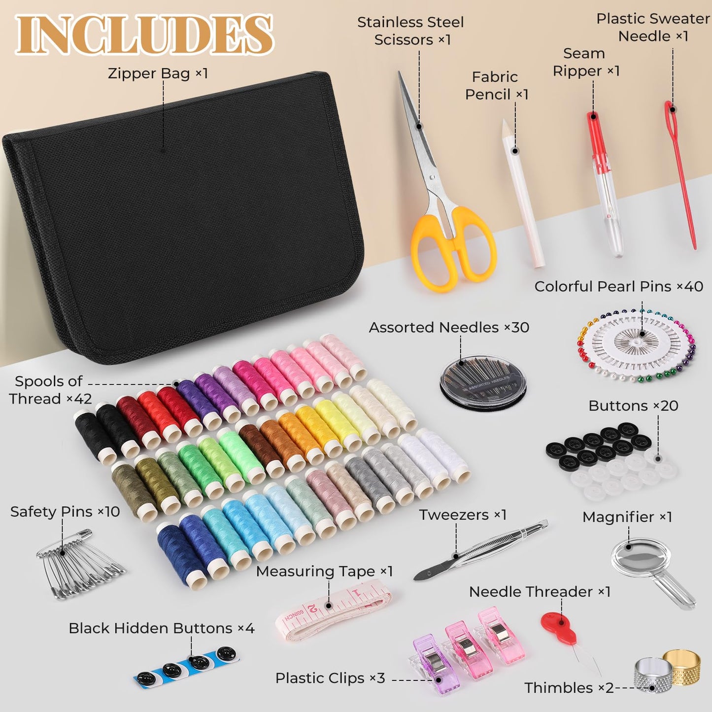 Coquimbo Sewing Kit Travel for Adults, 160 Pieces Sewing Supplies with Scissors, Thread, Needles, Christmas Mothers Day Gifts for Mom Grandma Women