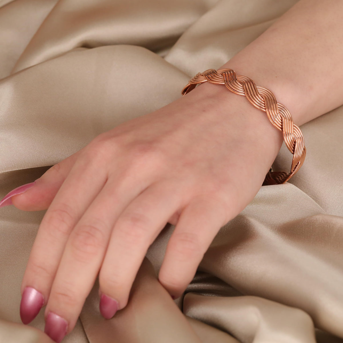 Handmade Elegant Copper Bracelet for Women - Pure Copper Bracelet for Pain Relief and Stress Relief - Adjustable Entwisted Copper Bracelet to Fit many Size Wrist (fancy twisted) (spiral)