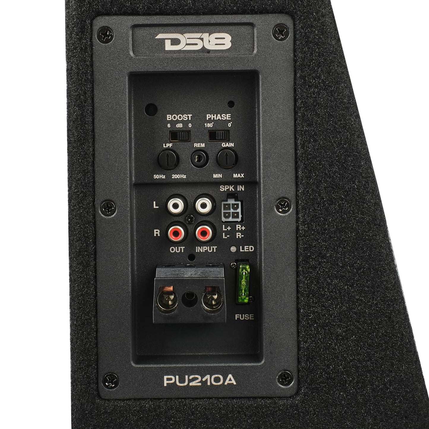DS18 PU210A 10" Active Subwoofer Shallow Enclosure with 10" Passive Subwoofer for Pick-Up Trucks, Enclosure with Dual 10" Subwoofers 350 Watts Each, Designed for Tight Spaces, Great for Trucks