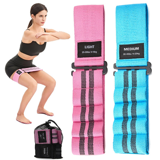 Adjustable Fabric Resistance Bands for Squats, Glutes & Legs – 5 Levels of Customizable Size, Width & Tension, Non-Slip Booty Bands for Men and Women, Pilates & Yoga Workouts