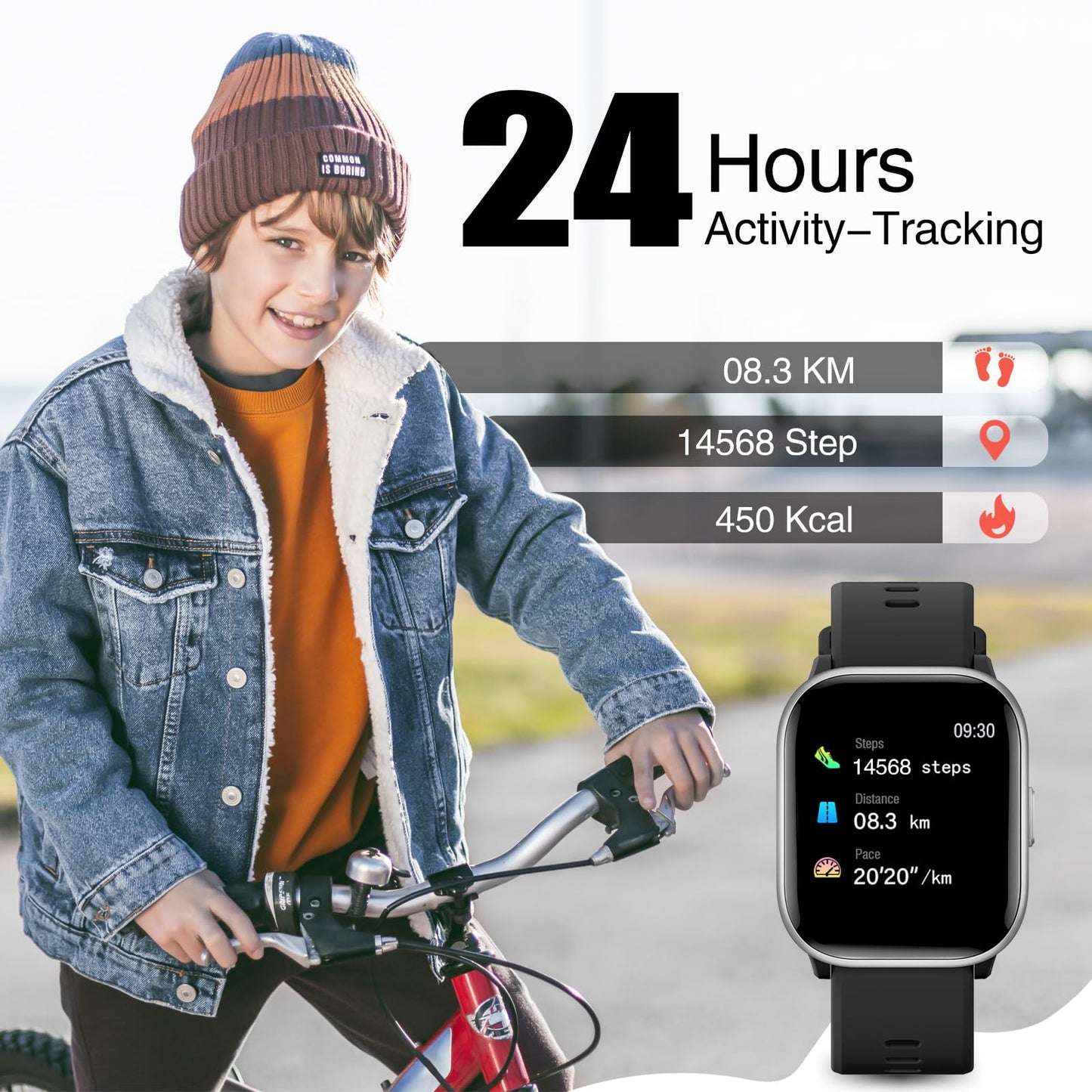 meoonley Kids Watch for Boys Girls with IP68 Waterproof, Girls Smart Watch with 19 Sports Modes, Sleep Tracking, Pedometer, Stopwatch, Kids Activity Tracker, Birthday Gifts for Boys Age 6-15 Years Old