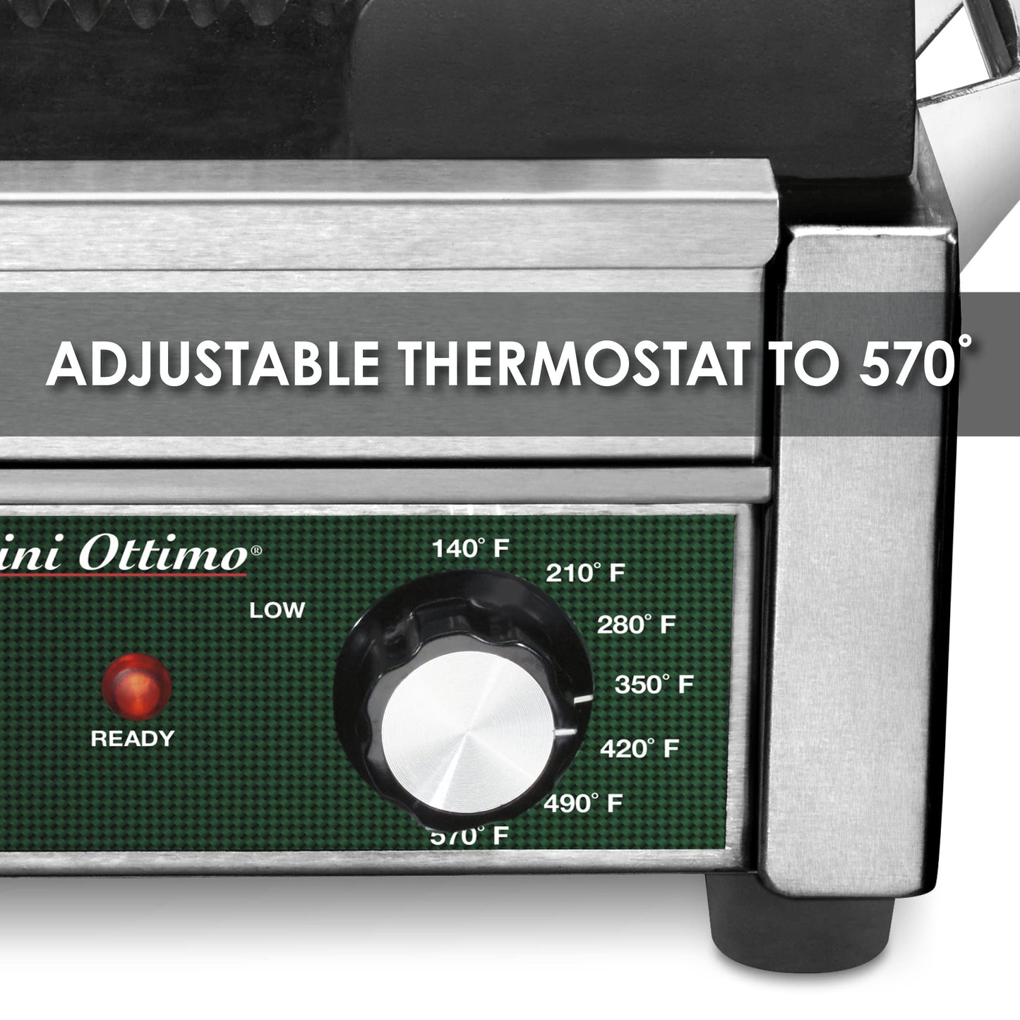Waring Commercial WPG300 Panini Otimo Dual Ribbed Panini Grill, 240V, 3200W, 6-20 Phase Plug, Silver, 15.5 x 18.75 x 9.25 inches