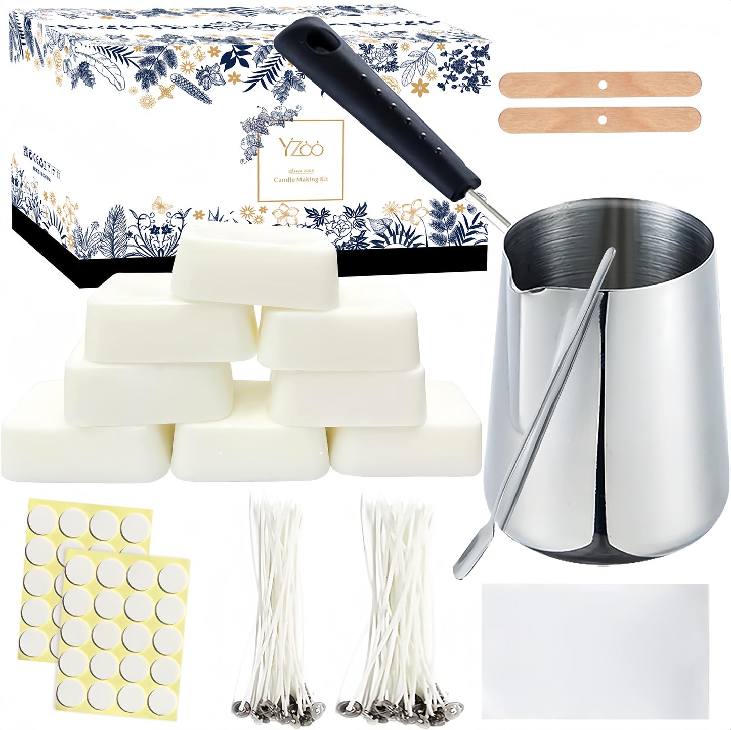Candle Making Kit for Adults Beginners,Candle Making Supplies Include Soy Wax for Candle Making,Candle Wax Melting Pot,Candle Wicks Stickers,Magic Paper and More-DIY Candle Kit,Full Crafts for Adults