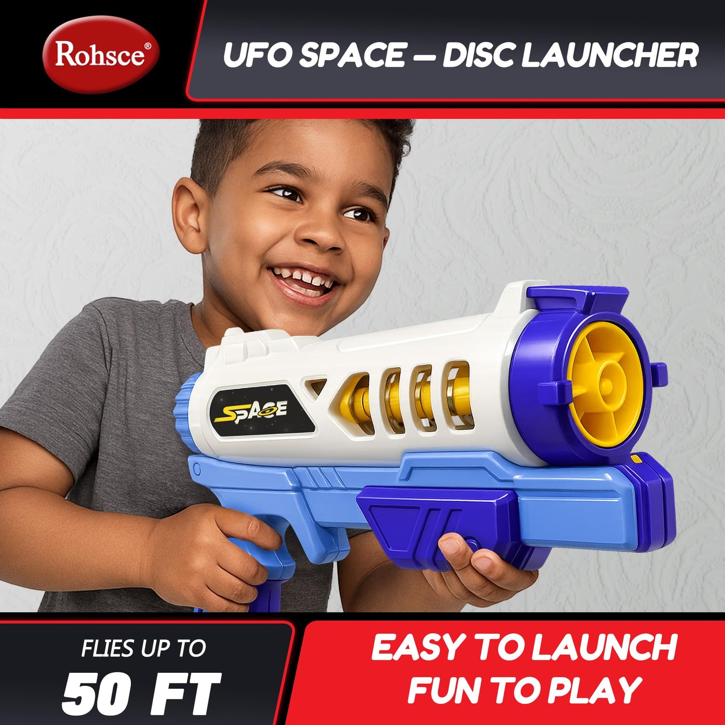 ROHSCE Flying Disc Launcher Toy for Kids Boys Girls 3-7 Year Old - Outdoor Rocket Shooter Game, Interactive Cat Dog Chase Toys, Indoor Activity Gifts for Toddlers Age 4-6 4-8 5-7