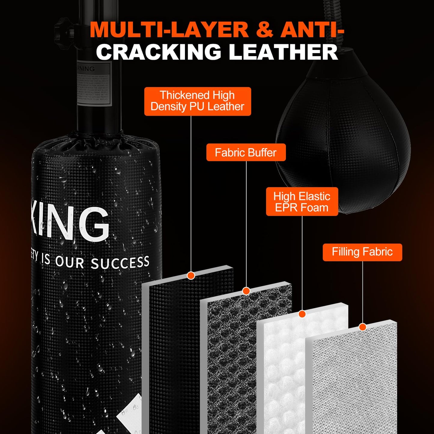 GarveeLife Punching Bag with Stand for Adult with Relax Bar, Speed Bag and Hitting Target, 5 in 1 Heavy Boxing Bag Freestanding, Kickboxing Bag Adjustable Height