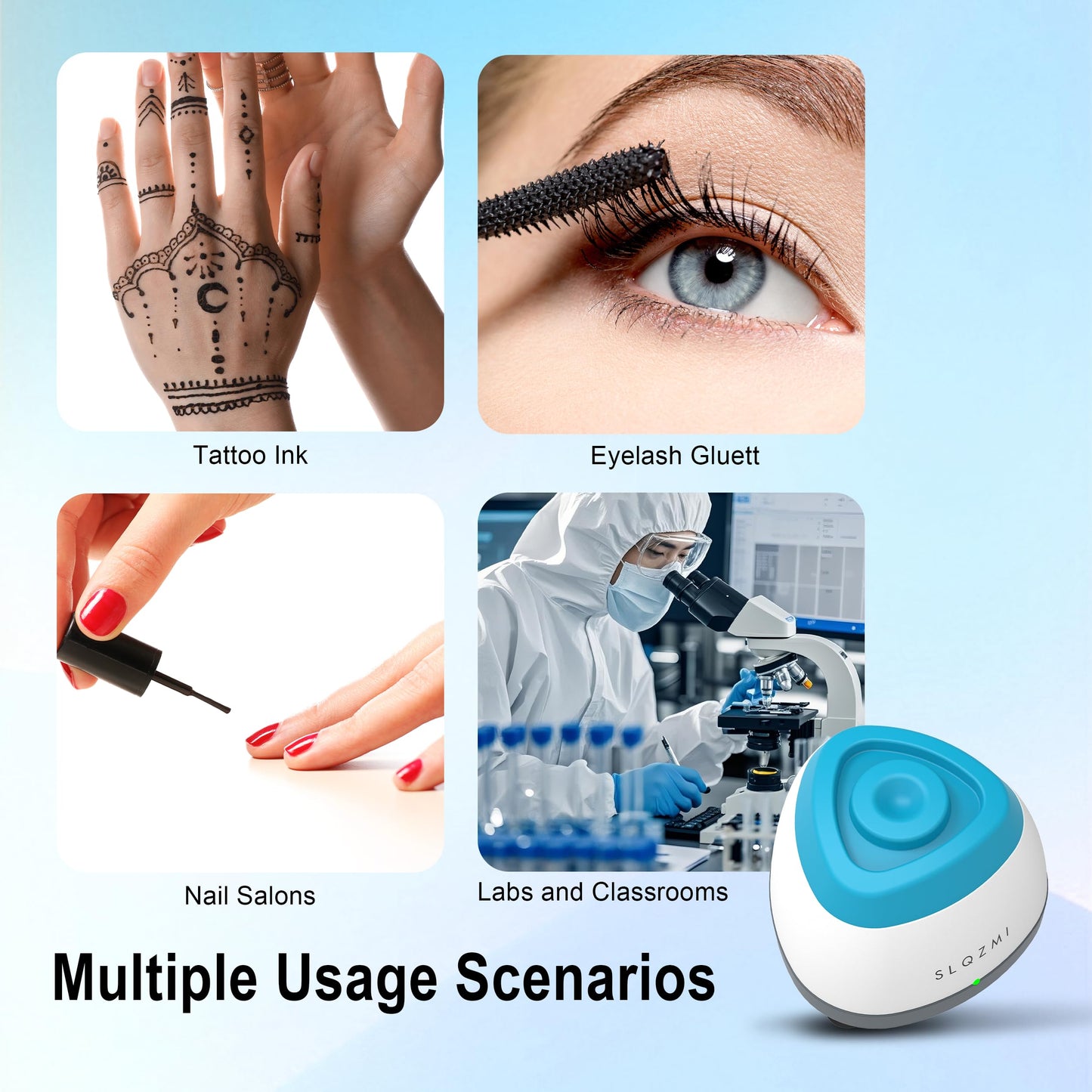 Mini Vortex Mixer, Nail Polish Shaker, Paint Shaker & Paint Mixer for Gel Polish, Acrylic Paints, Eyelash Adhesives, Tattoo Ink, Lab Vortex Mixer for Centrifuge Tubes and Test Tubes (Blue)