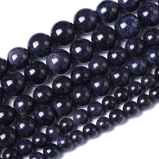 36PCS 10MM Natural Blue Sand Stone Beads Energy Healing Beads for DIY Jewelry Bracelet Necklace Making for Jewelry Making15Inch