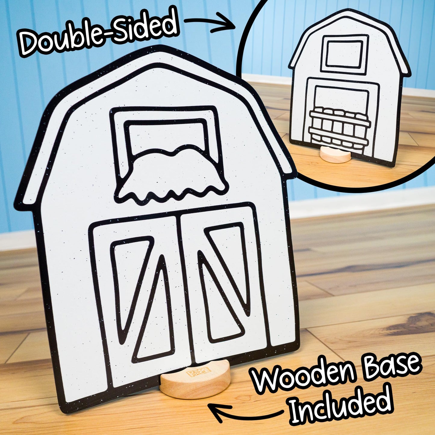 DoodleFace Farm Companion Toy Set for Kids: Color, Play, Wipe Away with Crayons and Eraser. Educational Reusable Coloring Toy with Barn, Goat, Rooster, Tractor.