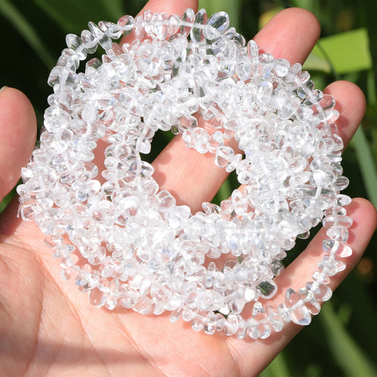 400pcs 5-8mm Clear Crystal Glass Chip Beads Irregular Pre Drilled Loose Beads for DIY Bracelet Necklace Pendant Jewelry Making Supplies