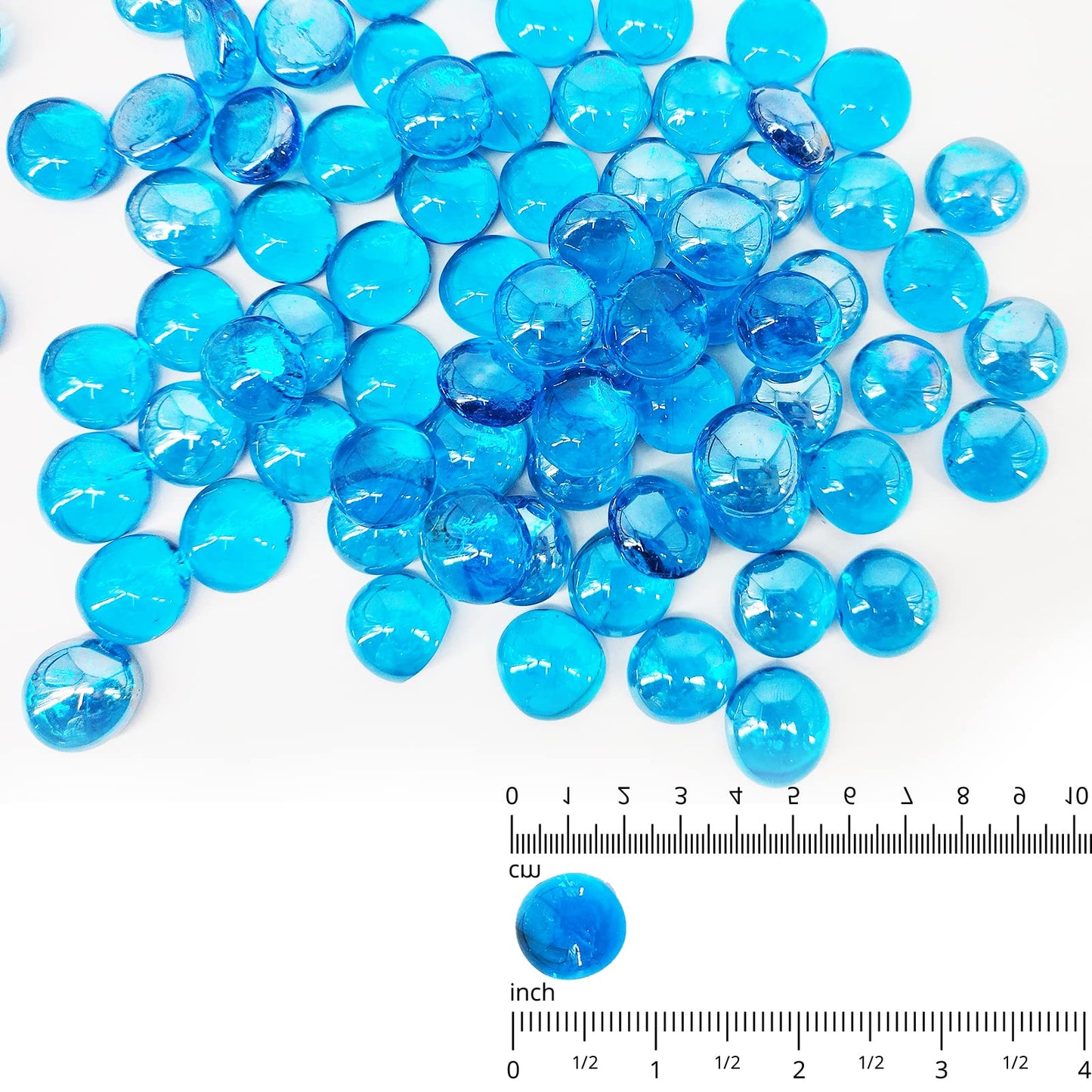 Kleuete 10 Pound Fire Pit Glass 1/2 Inch Reflective Round Fire Glass Drops Beads Rocks for Natural or Propane Fire Pit and Landscaping Pacific Blue