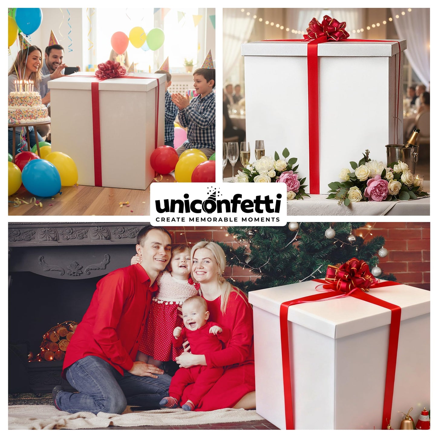 Extra Large Gift Box 28x28x28"—Giant, Jumbo, White Gift Boxes with Lid for Large Gifts, Big Presents for Birthday Surprise, Gender Reveal, Valentine's Day, Chinese New Year and Other Celebrations, Not for Heavy-Duty Storage Use