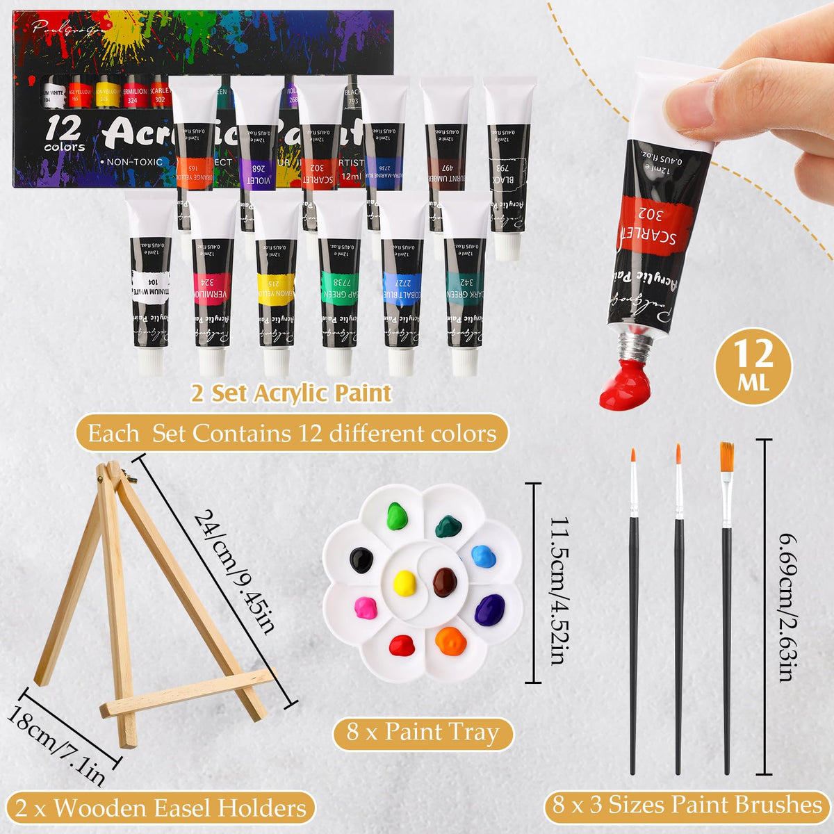 Cholemy 36 Pcs Paint and Sip Kit for Adults 8''x10'' Pre Drawn Canvas for Painting DIY Afro Acrylic Painting Kit Wood Easel Brushes Date Night Bulk for Father's Day Party Gifts(Flowering)