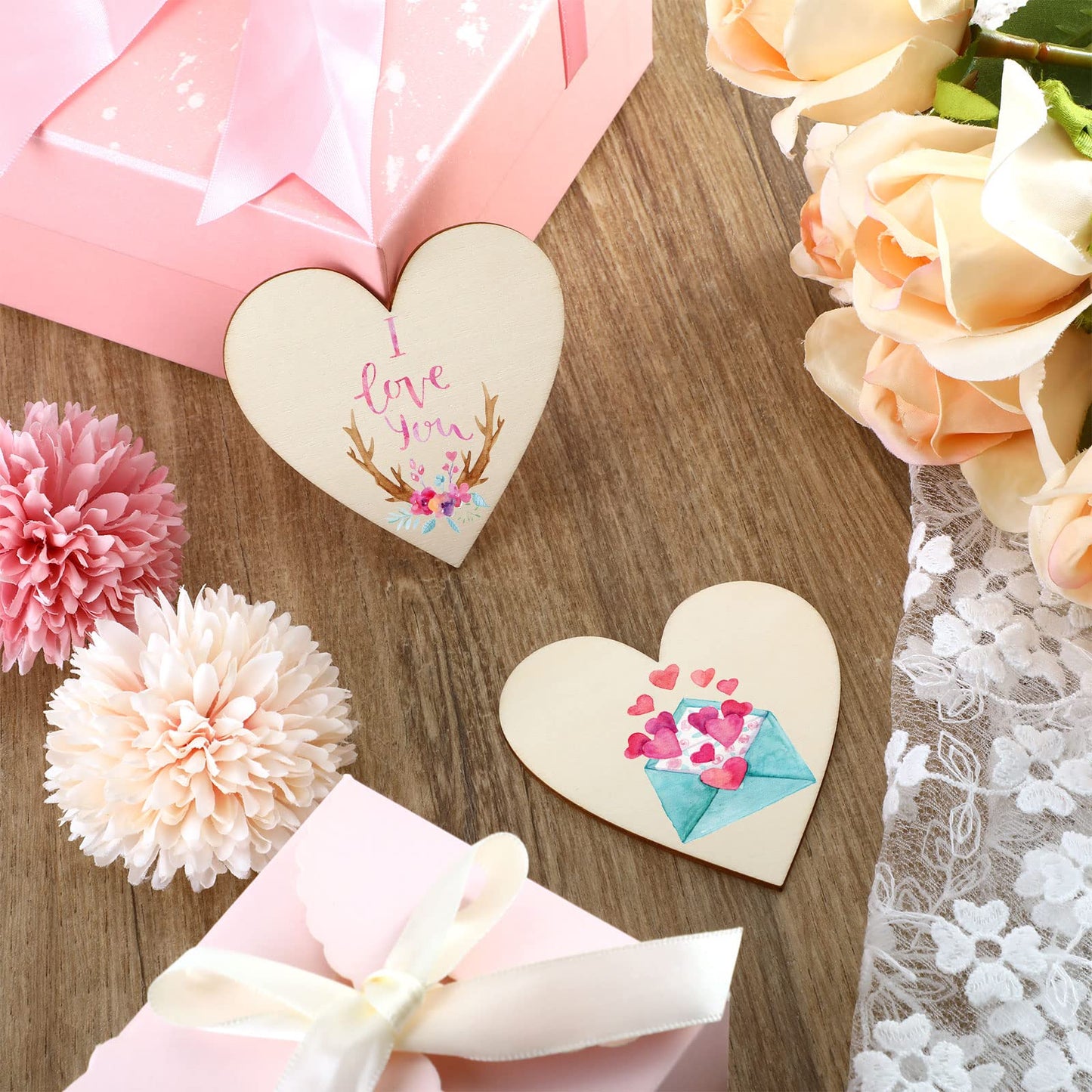 Qunclay 80 Pcs 3.15 Inch Wooden Heart Magnets for Crafts, Unfinished Wood Hearts Bulk, DIY Fridge Magnets, for Painting, Gift, Mother's Day, Father's Day, Wedding, Home, Party Decorations