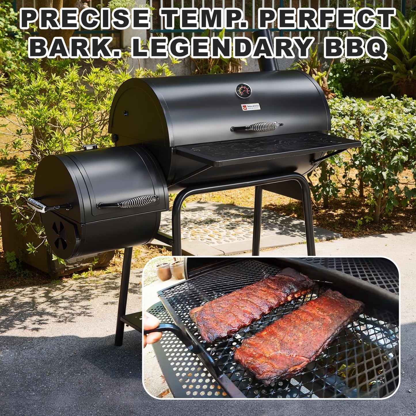 ELFFILLA BBQ Thermometer 2-3/8" Oversized Dial, 50-800°F Smoker Thermometer Weatherproof with Easy Read Numbers - Grill Temp Gauge for Charcoal Grill & Meat Smoking Kit Includes Mounting Hardware