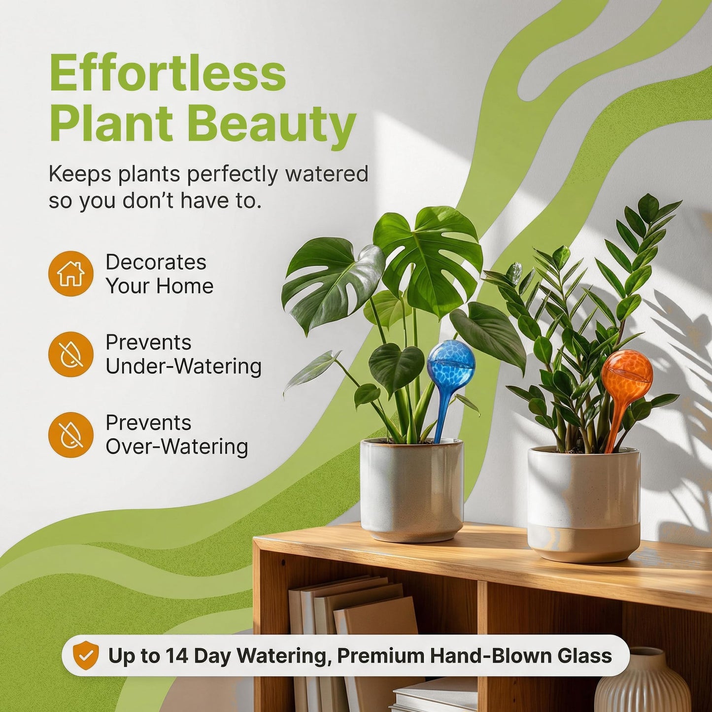 Little Green Leaf Automatic Plant Watering Globes Self Watering Planter Inserts (Set of 4) | Hands Free Multicolor Glass Bulbs | Planter Spikes to Support Indoor & Outdoor Plant Health (100ml)
