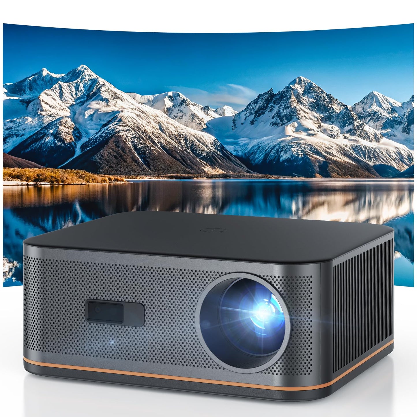 2000 ANSI 4K Decoding Projector with WiFi and Bluetooth, HAPPRUN Movie Home Theater with Auto Focus, 300'' Display for Indoor/Outdoor, Smart Proyector Compatible with Phone/TV Stick/PC/PS5