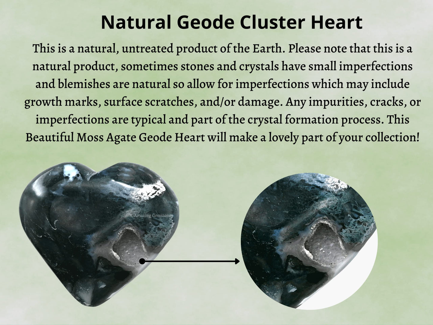 Moss Agate Crystal Heart Palm Stone - Pocket Massage Worry Stone for Natural Body Chakra Balancing, Reiki Healing and Crystal Grid