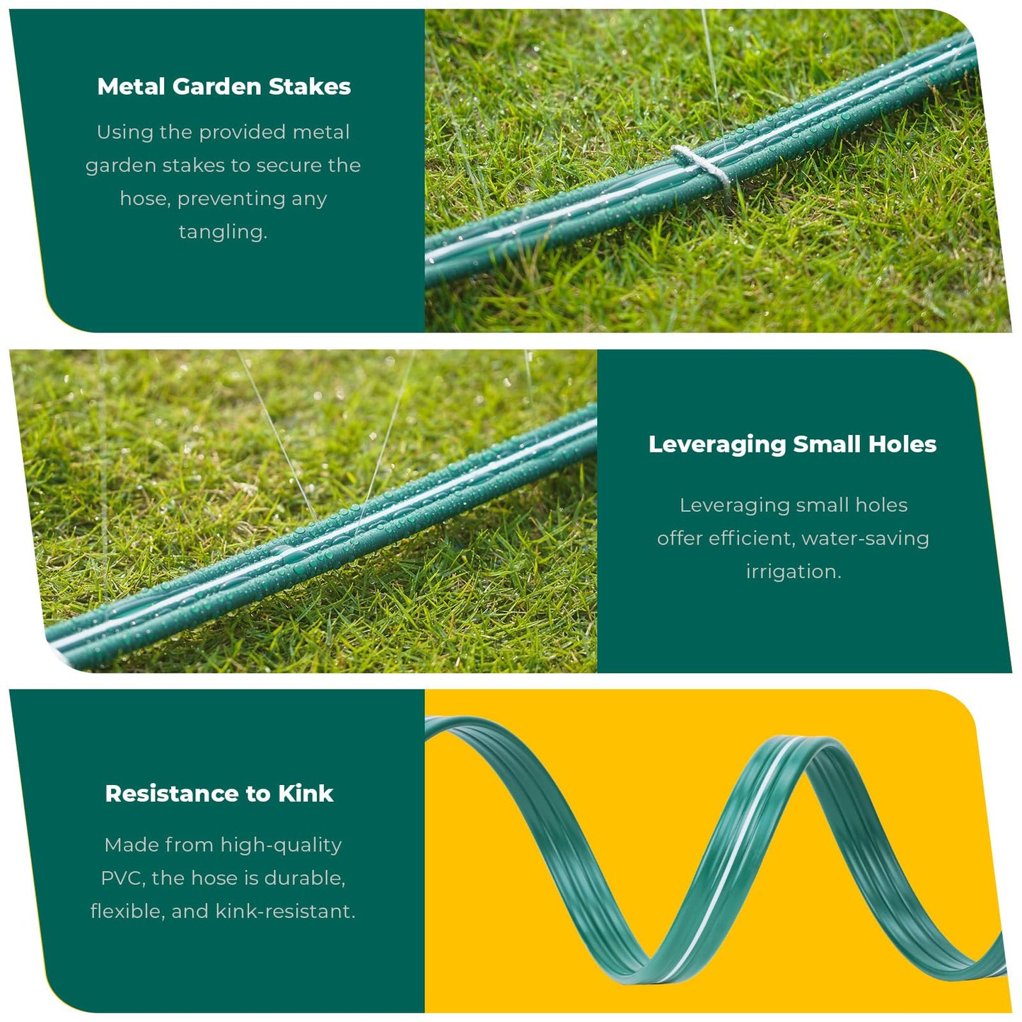 DXront Sprinkler Soaker Hose 50ft for Garden Lawn, Watering Pipe with Holes, High-Efficiency Water-Saving Garden Irrigation System, Drip Hose Sprinkler