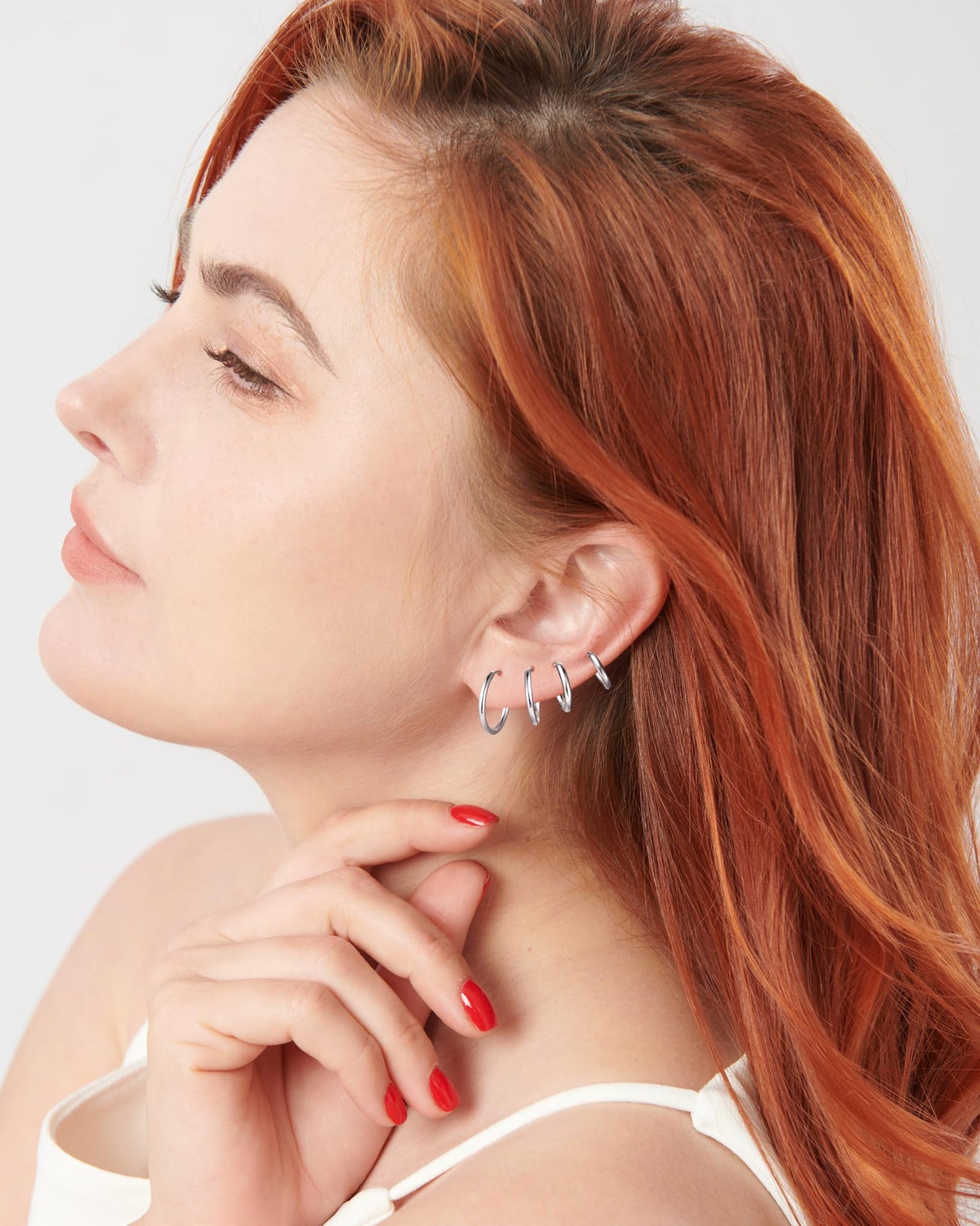 316L Surgical Stainless Steel Small Silver Hoop Earrings 6mm 8mm 10mm 12mm Hypoallergenic Earrings Hoop Cartilage Helix Lobes Hinged Sleeper Earrings For Men Women