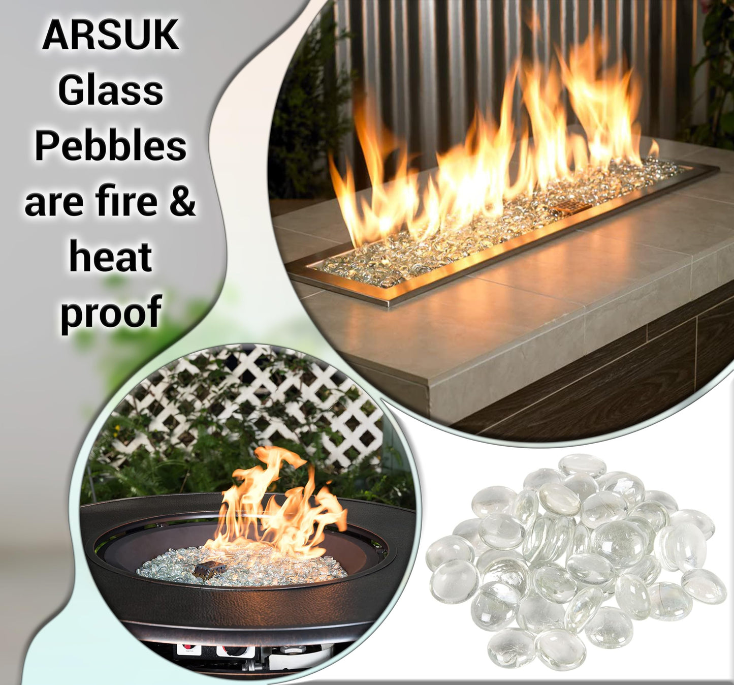 ARSUK Flat Glass Marbles, (2 LBS) Clear Glass Beads for Vases Fillers Decorative Stones, Gems, Fish Tank Rocks, Table Scatter, Glass Pebbles for Vases, Centerpieces Wedding Décor (200pcs,0.7–0.8")