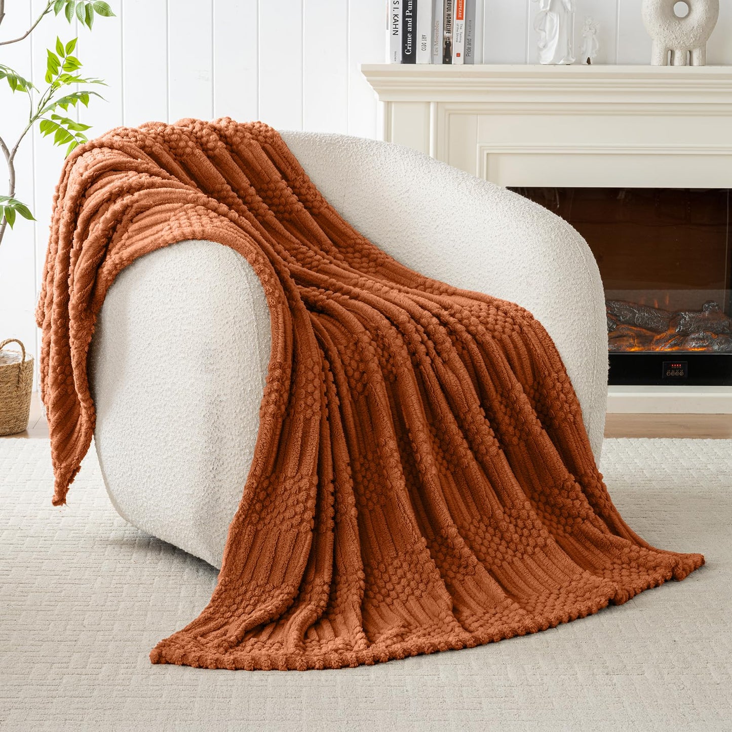 50x70 Inch Rust Throw Blanket - Soft & Fluffy Fleece, Cute & Aesthetic, Perfect for Sofa, Couch, Chair, Bed, Living Room & Bedroom, All-Season Use, Plush & Cozy Decorative Fall Blanket