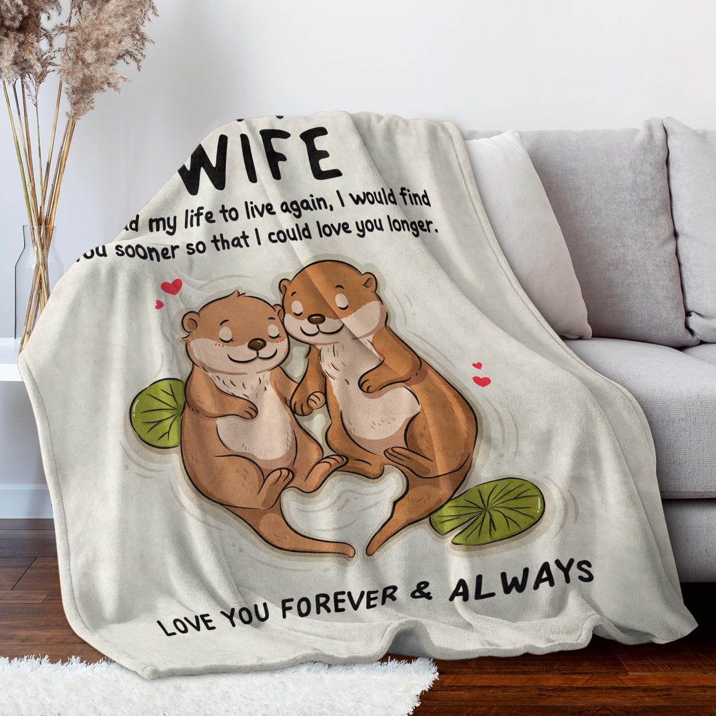 BeneCharm Mothers Day Wife Gift, Wife Birthday Gift Ideas, to My Gorgeous Wifey Blanket, Wedding Anniversary Romantic Gifts for Wifey, Valentines I Love You Present for Her, (60'' X 50'', Beige)