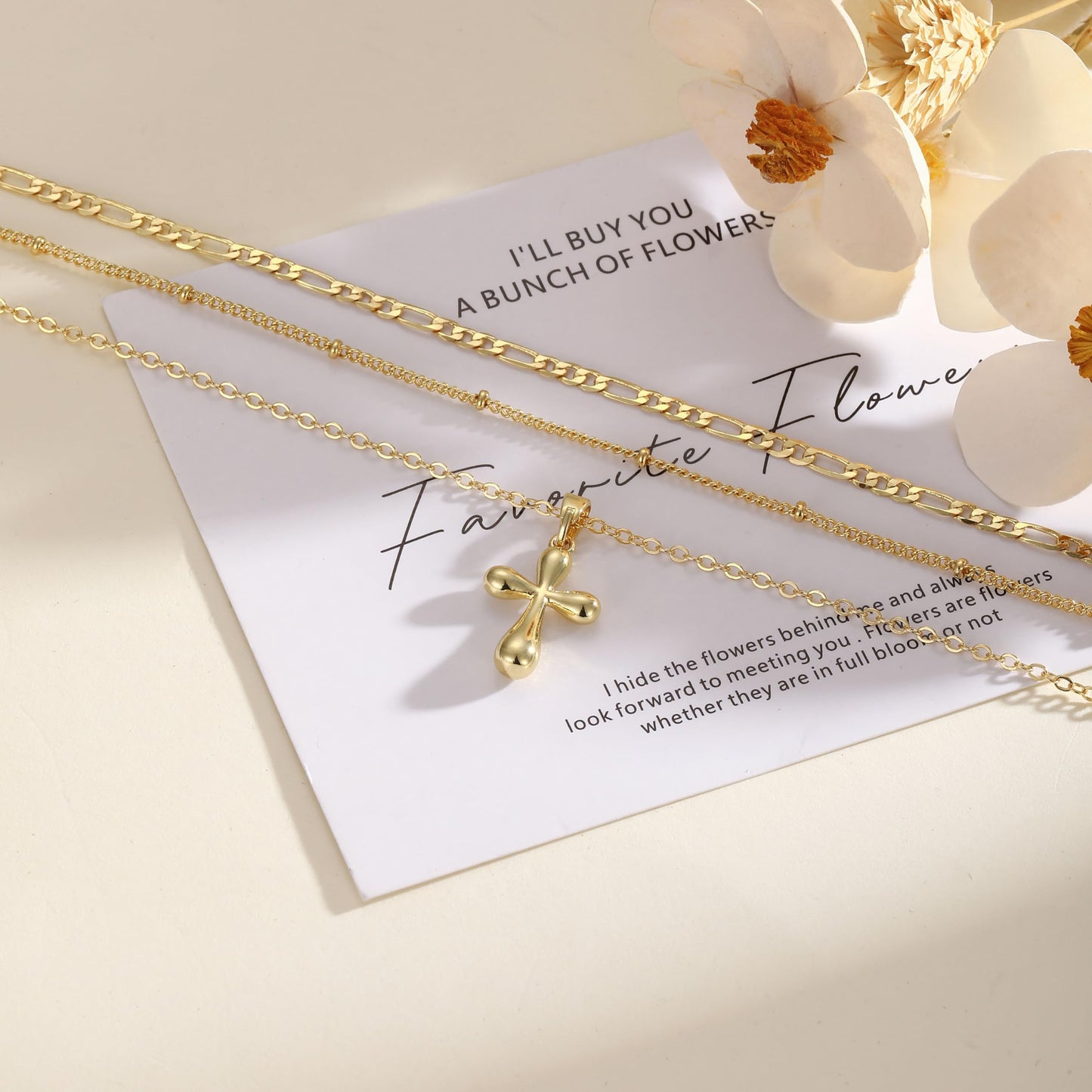 Nancomy Layered Gold Cross Necklaces for Women, Stack Stackable 14K Gold Plated Pendant Necklace Set Dainty Choker Layering Necklaces for Women Faith Jewelry Religious Gift