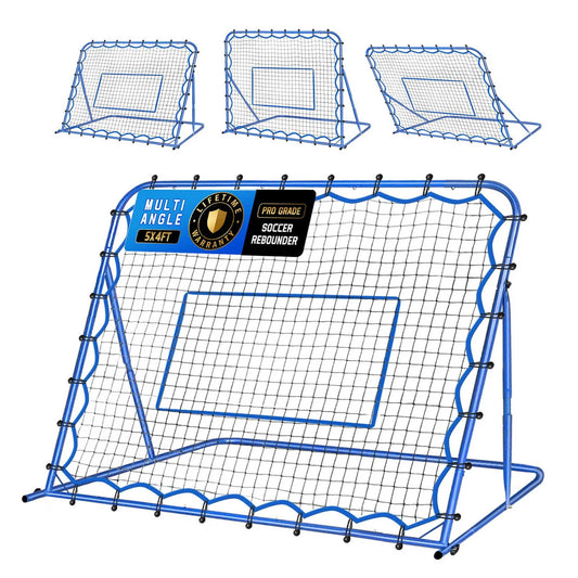 5x4FT Soccer Baseball Rebounder Net, Volleyball Softball Rebound PitchBack Net Quick-Switch Angle Soccer Training for Control, Passing Practice, Lacrosse Bounce Back Rebounder Gifts Trainer Equipment