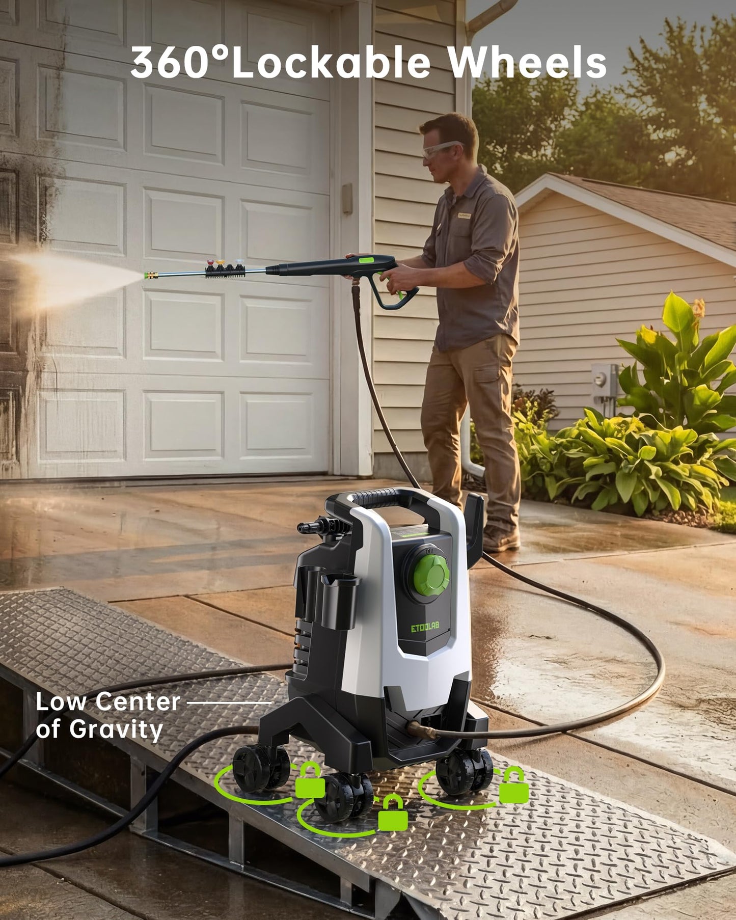 Pressure Washer, Power Washer with Foam Cannon,4 Quick Connect Nozzles, 23FT Hose High Pressure Washer for Cars, Fences, Patios, and Driveway