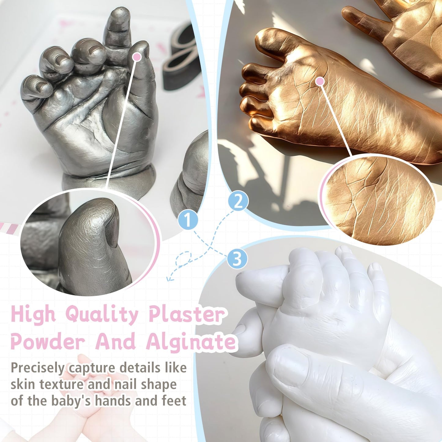 Nabance Baby Casting Kit Hand and Feet, Baby Hand Casting Kit for Babies 0-9 Months Hand & Foot Molding, DIY Hand and Footprint Keepsake, Perfect for First Birthday, New Mom Baby Christmas Gift