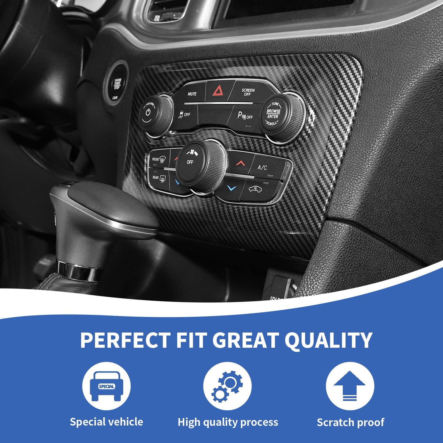 RAZPOY 13PCS Carbon Fiber Center Console Interior Trim Accessories Compatible with Dodge Charger 2015-2024