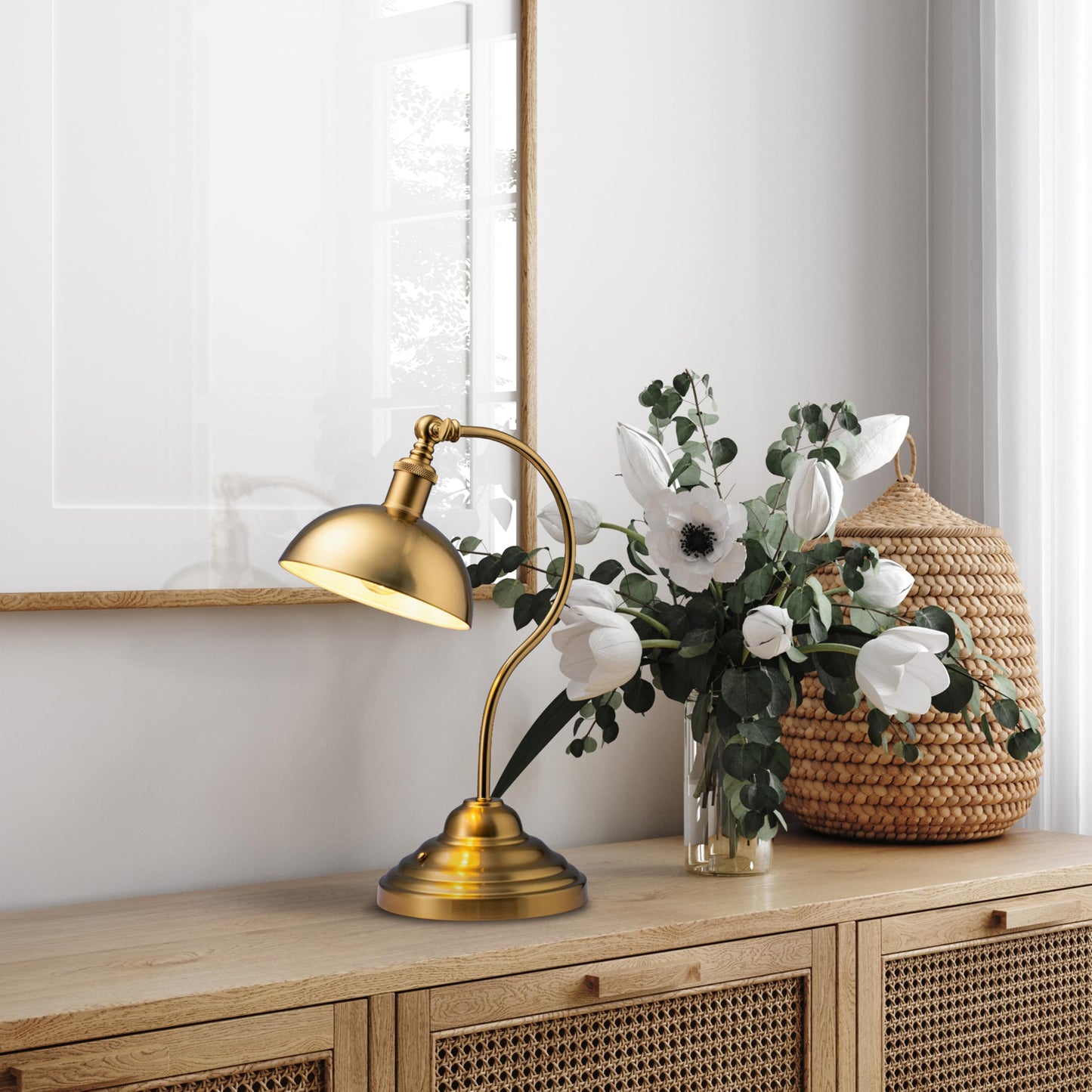 O'Bright Bankers - Cordless LED Table Lamp, Battery-Operated, Rechargeable, 3-Level Dimming, Universal USB-C Charging, 180° Swivel Head, Luxury Metal Shade, Antique Brass