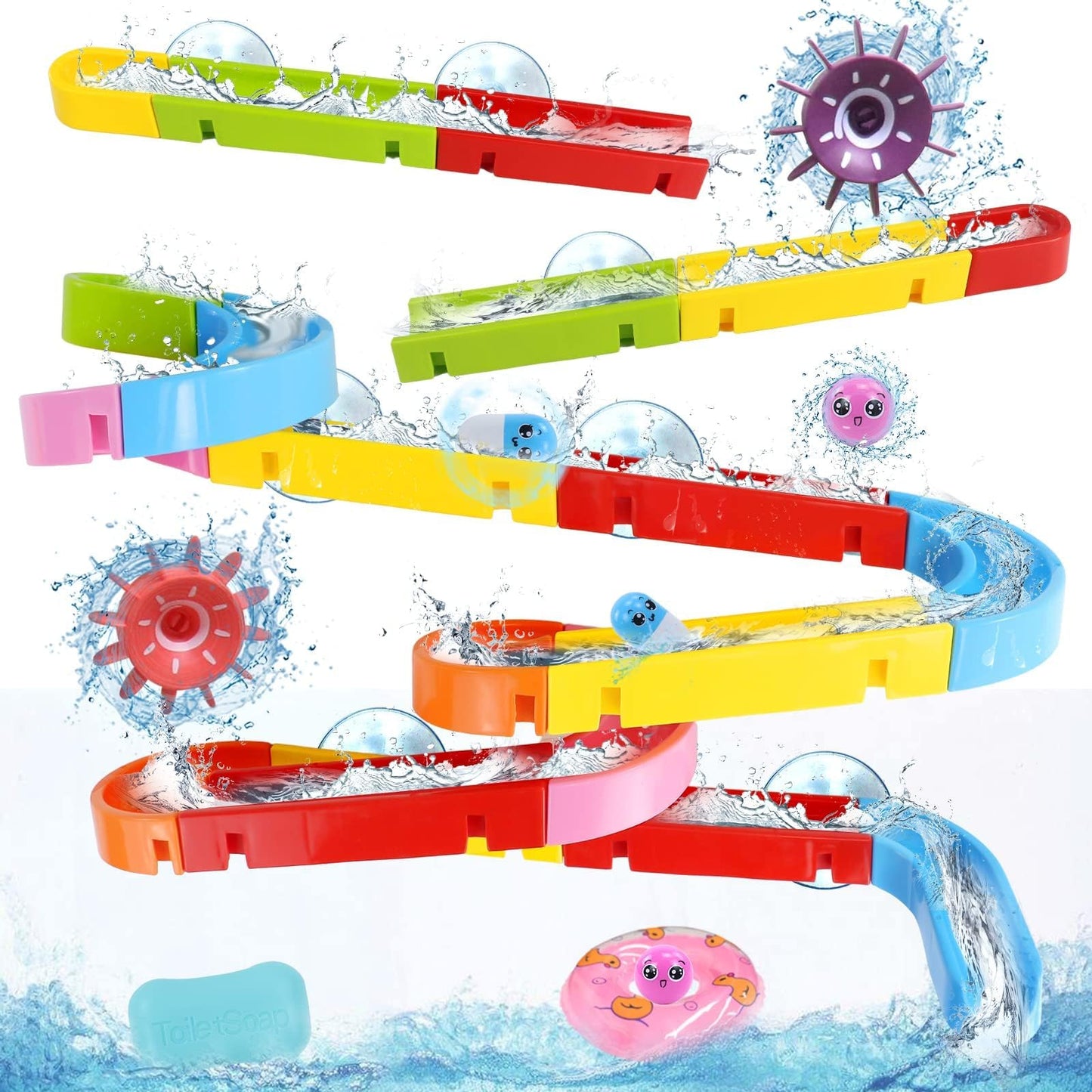 Fajiabao Bath Toys for Kids Ages 4-8 3-5 Toddler Bath Toys City Car Slide Fun DIY Bathtub Shower Birthday GITS for Kids 2-4 5 6 7 Year Old Boys Girls(Classic Edition)
