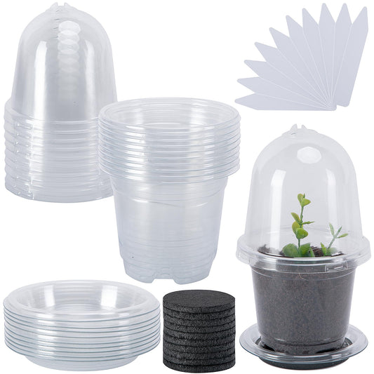 EBaokuup 10 Pack Self Watering Seed Starter Pot, 6.5 x 3.5 Inch Automatic Watering Plant Nursery Pots with Humidity Dome, Self Watering Nursery Pots for Potted Plants Seed Germination