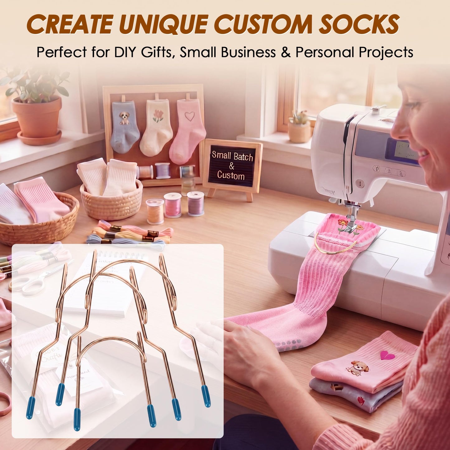 Boao Sock Hoop for Embroidery Machine – 3PCS Embroidery Hoops Kit (2 Adult + 1 Kids), Easy Hooping Aid for Socks, Embroideries Hoop Accessories for Socks, Sleeves & Embroideries Machine