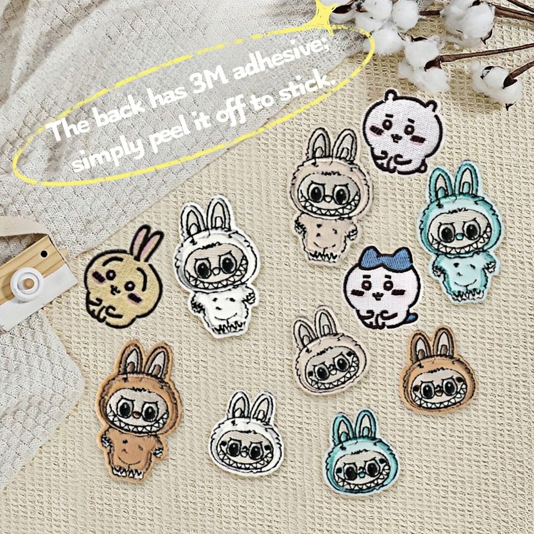 LOLUTIY Embrself-Adhesive Patches Appliques: 44pcs Iron on Patches for Clothes，Sew On/Iron On Patch Applique for Clothes, Dress, Hat, Jeans, DIY Accessories
