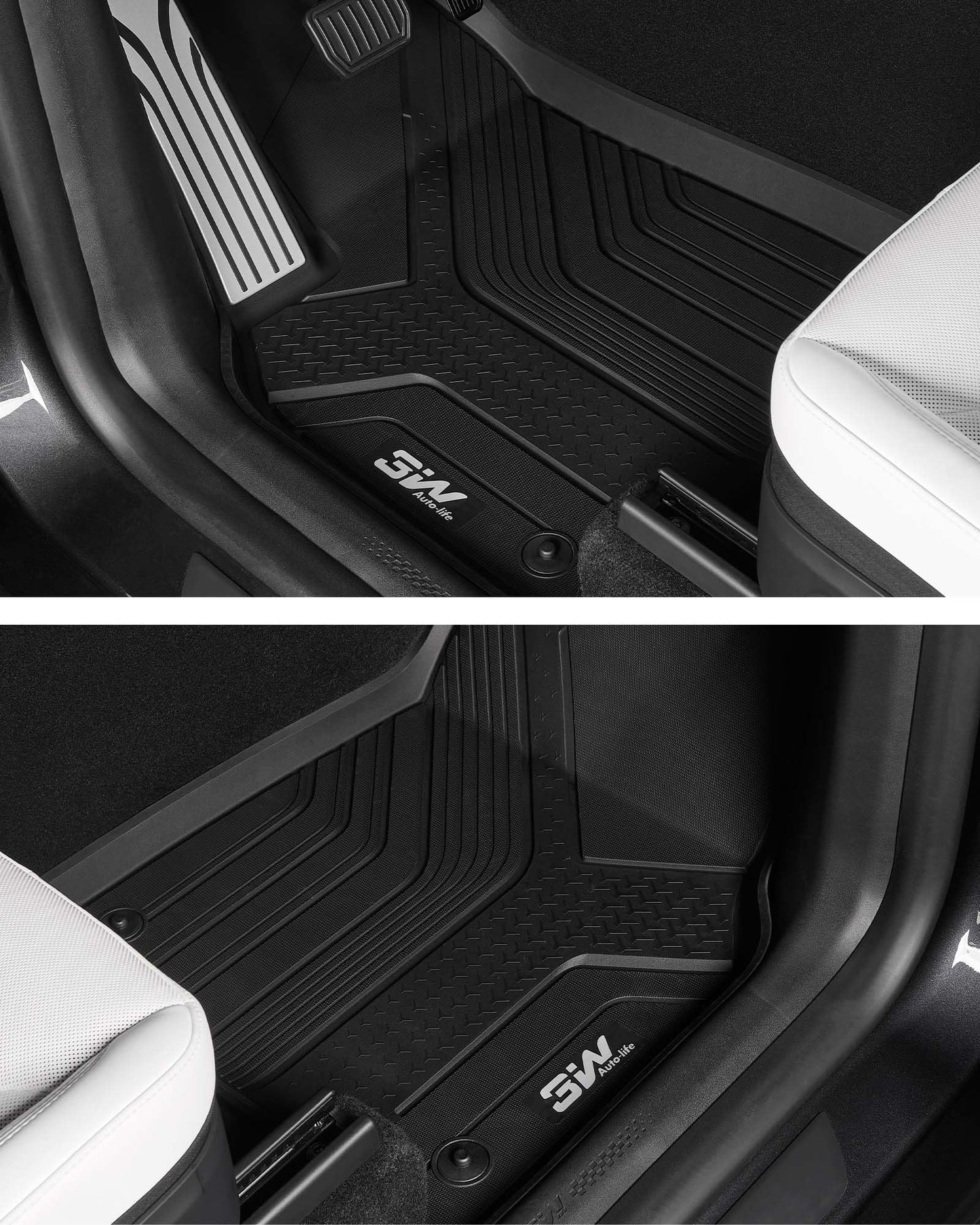 3W 2025 2026 Tesla Model Y Juniper Floor Mats with Rear Cargo Mat & Backrest Mat TPE Anti-Slip All Weather Accessories, Vigormold™