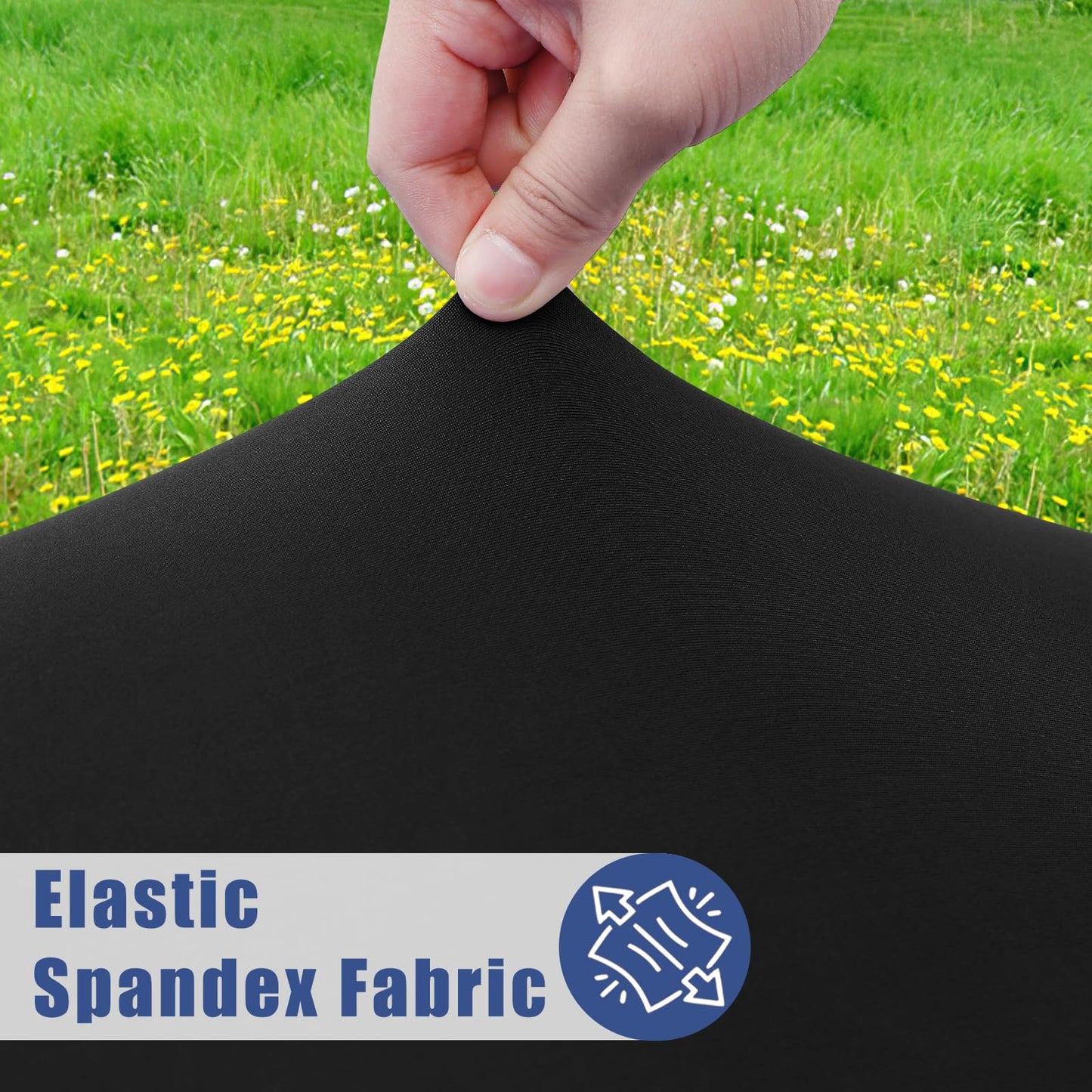 Moosfor Spandex 6 Foot Rectangle Table Cloth 2 Pack, Elastic Fitted Tablecloths for Picnic, Stretch Washable Patio Table Cover for Outdoor, Camping, Banquet and Parties (Black, 30"x72")