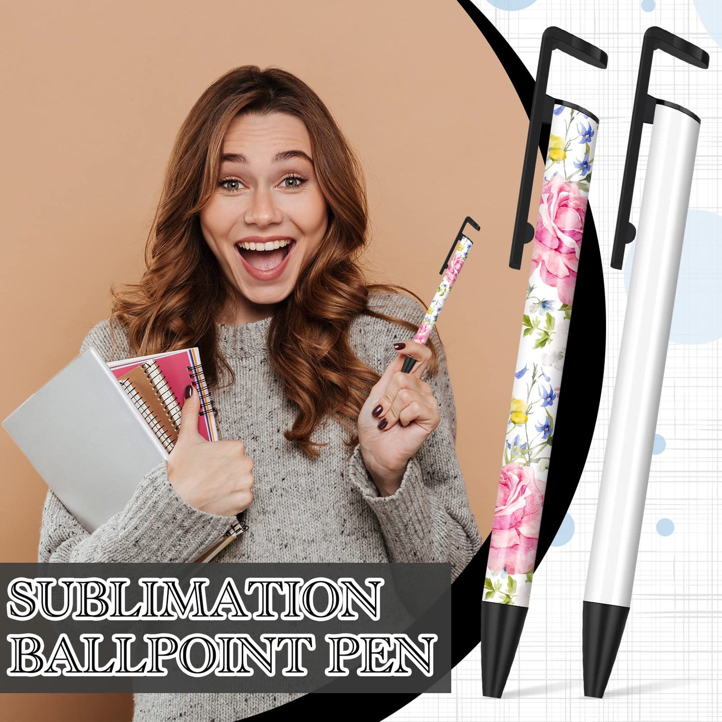Yexiya Sublimation Pens Blank Heat Transfer Pen Sublimation Ballpoint with Shrink Wrap White Aluminum Customized School Supplies for Christmas DIY Office School Stationery Supplies(100 Set)