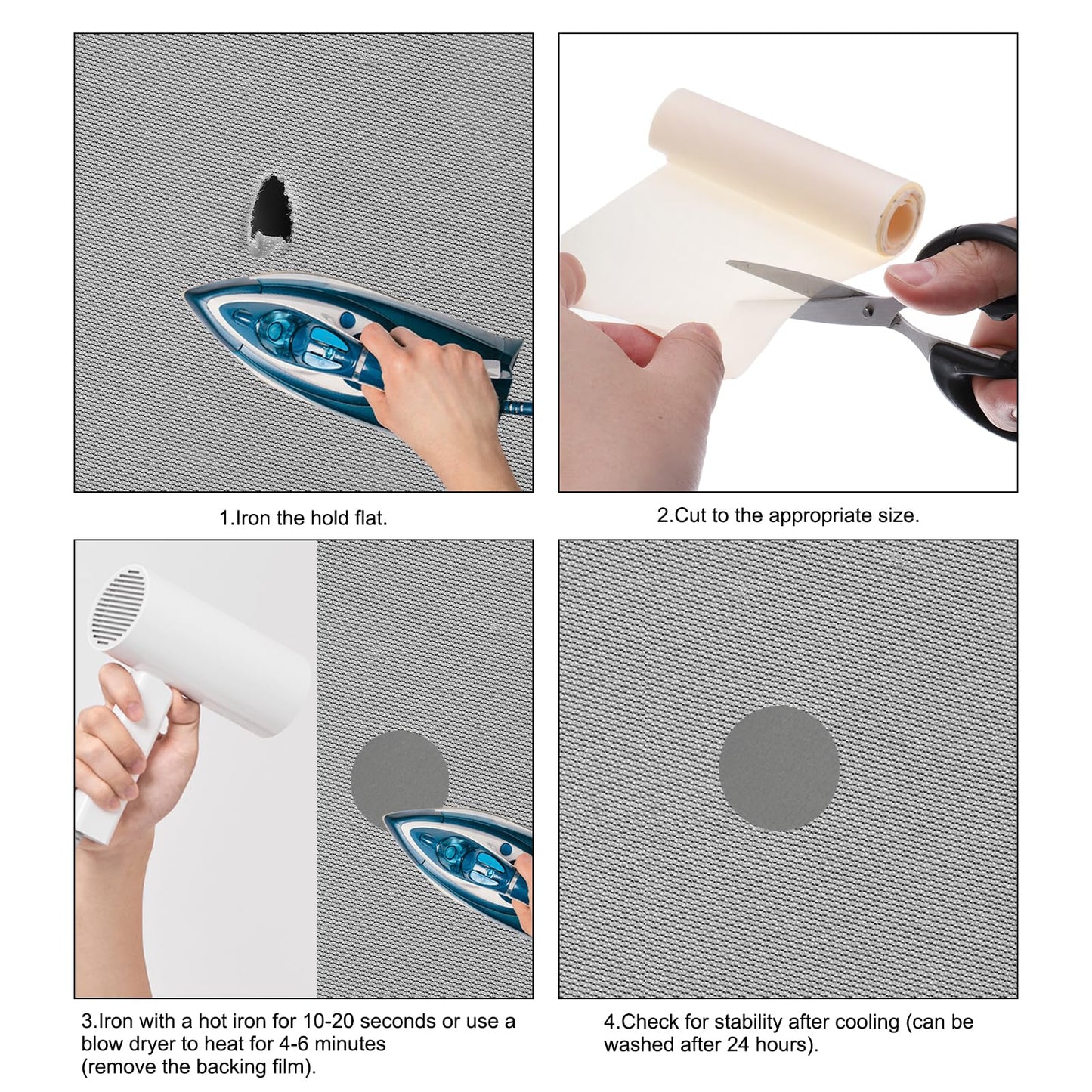 PATIKIL Fabric Patches 63x4 Inch, Iron-on Nylon Roll Fabric Patches for Clothing Waterproof Clothing Repair Decoration Kit Adhesive Fabric Patches, White