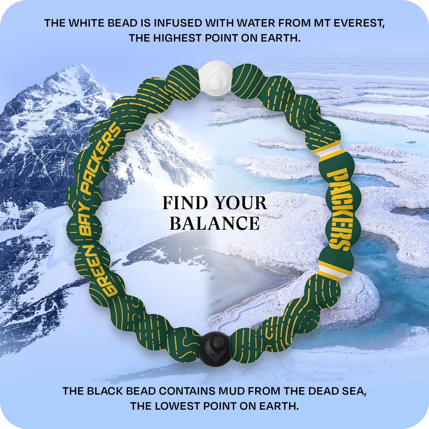 Lokai NFL Football Collection Silicone Beaded Bracelet, Green Bay Packers Home Field (Medium) - Beaded Bracelet for Women & Men, Silicone Jewelry Fashion Bracelet Slides-On for Comfortable Fit