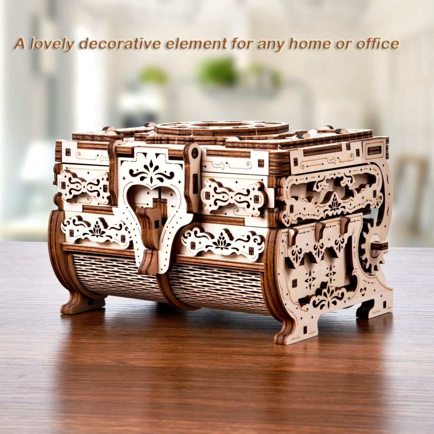 Varbertos 3D Wooden Puzzle Mechanical Treasure Box, Wood Creative Assembly Model Building Kits to Build for Adults and Teens, DIY Wooden Puzzle Hobbies Projects Gift for Women and Kids