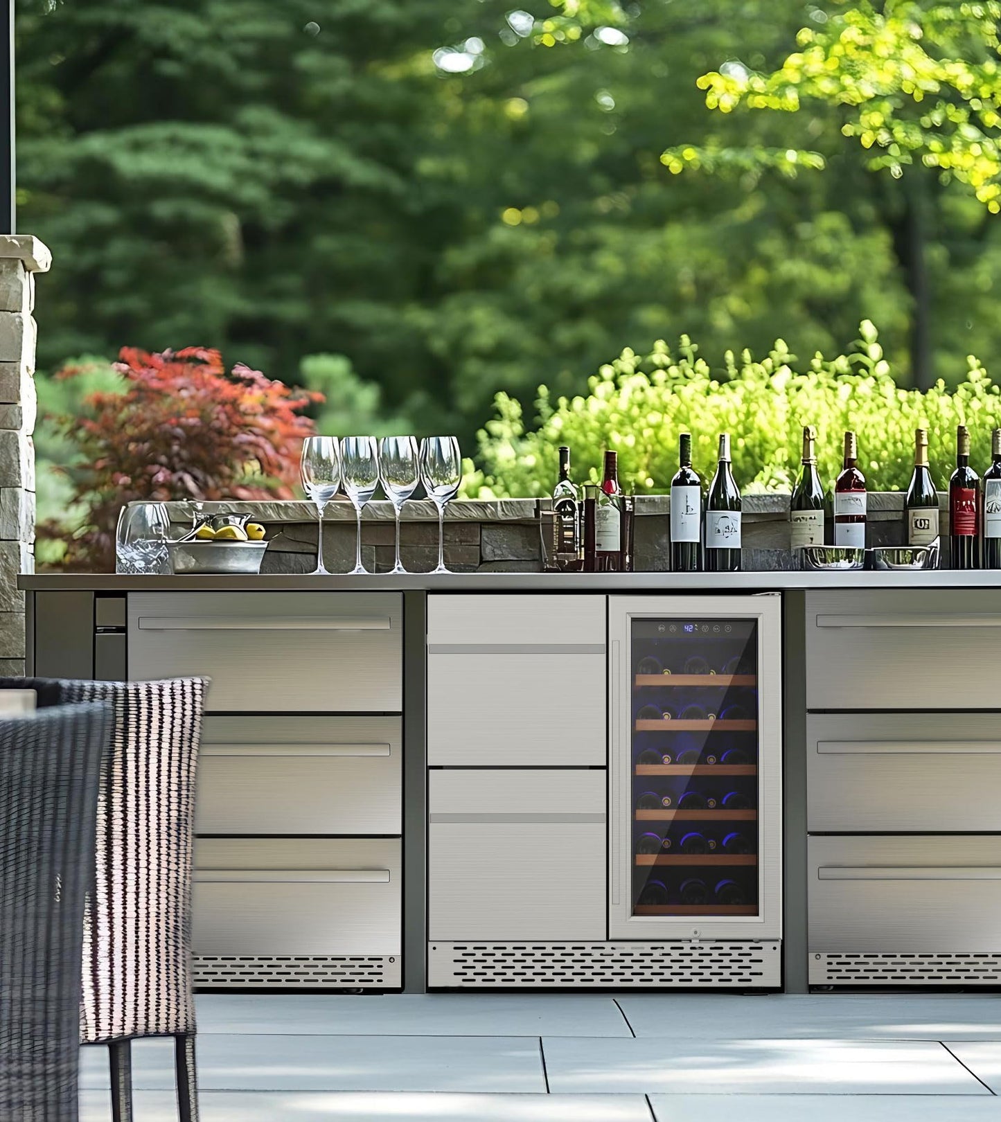 RLPI 30'' Outdoor Wine and Beverage Refrigerator 80 Cooler, 2 Drawer Dual Zone Wine Fridge with Intelligent Control Advanced Compressor Under Counter Freestanding for Patio Bar Cabinet