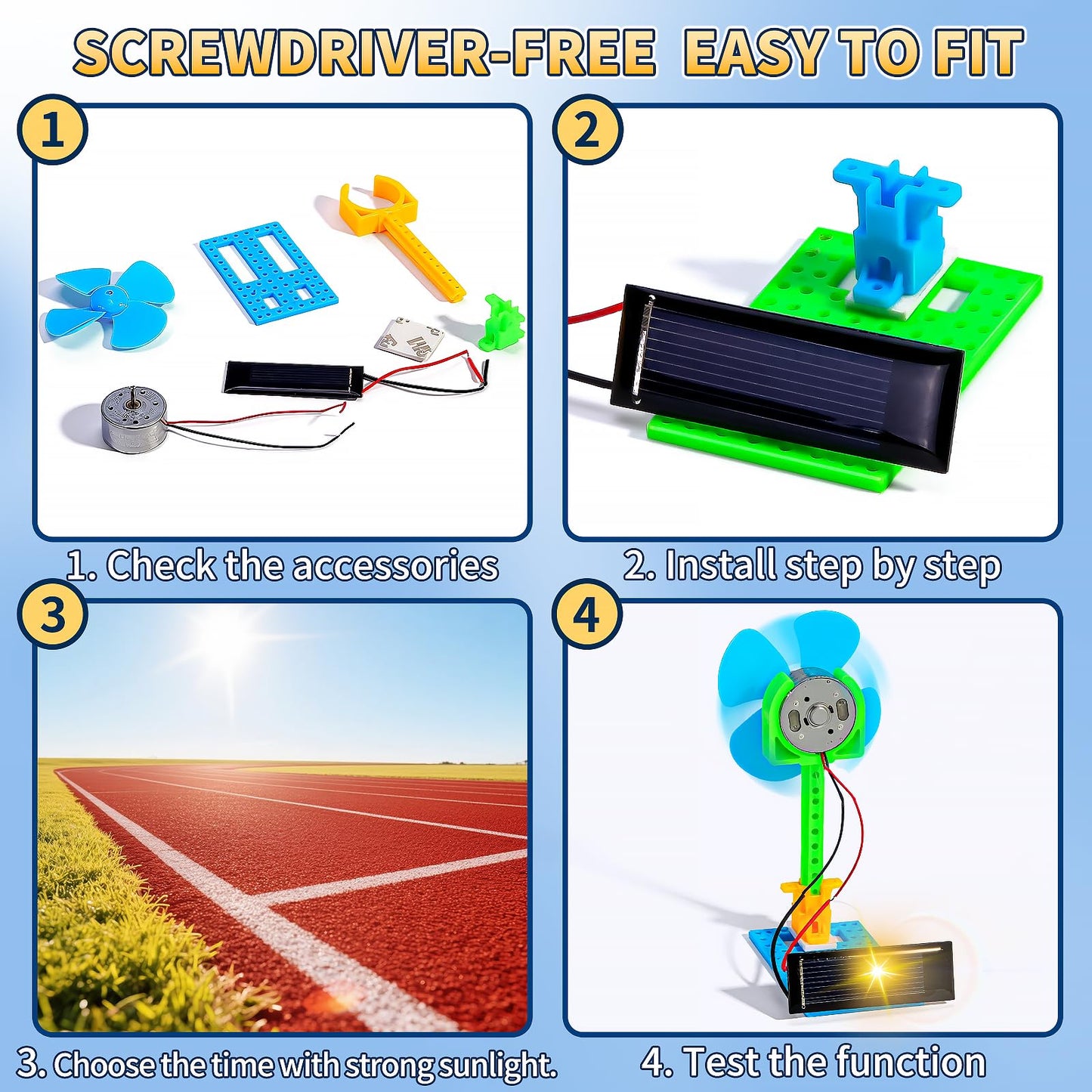 Bulk STEM Kits - 8 Set Solar Powered Fans, Science Kits for Kids Age 8-12 12-14 10-12, Stem Building Toys for Ages 8-13, Boys Girls Crafts, Classroom School Gifts Experiments Activities Summer Toys