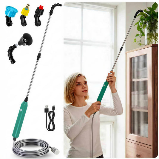 Electric High Reach Plant Waterer - Type C Wireless Hanging Plant Waterer, Battery Powered Sprayer Wand with Stainless Steel Telescopic (25.6"-34"), Indoor Watering Devices