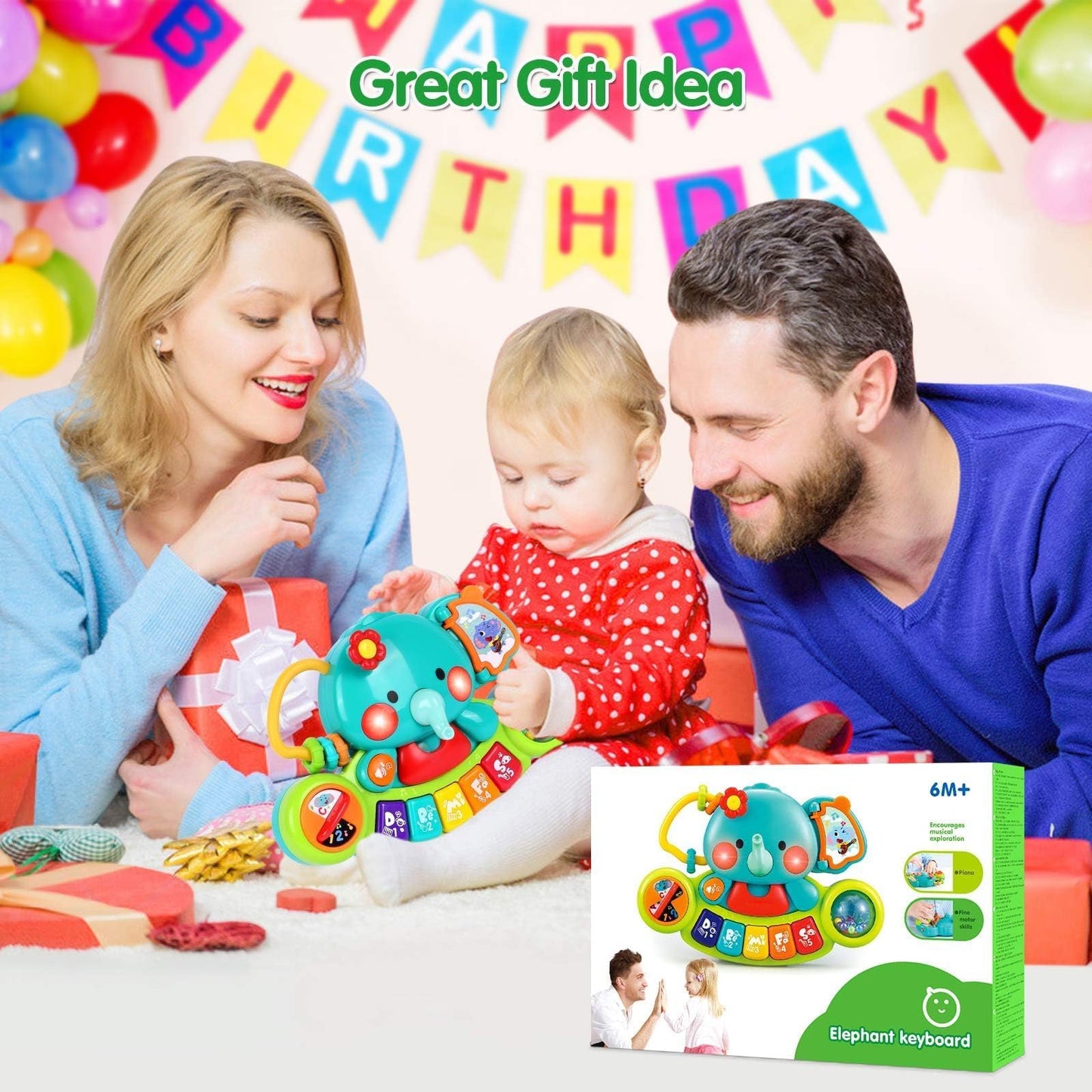 Baby Piano Toy 6 to 12 Months Light Up Music Baby Toys for 6 9 12 18 Months Early Learning Educational Piano Keyboard Infant Babies Girl Toy 1 Year Old Boy Girls Gift