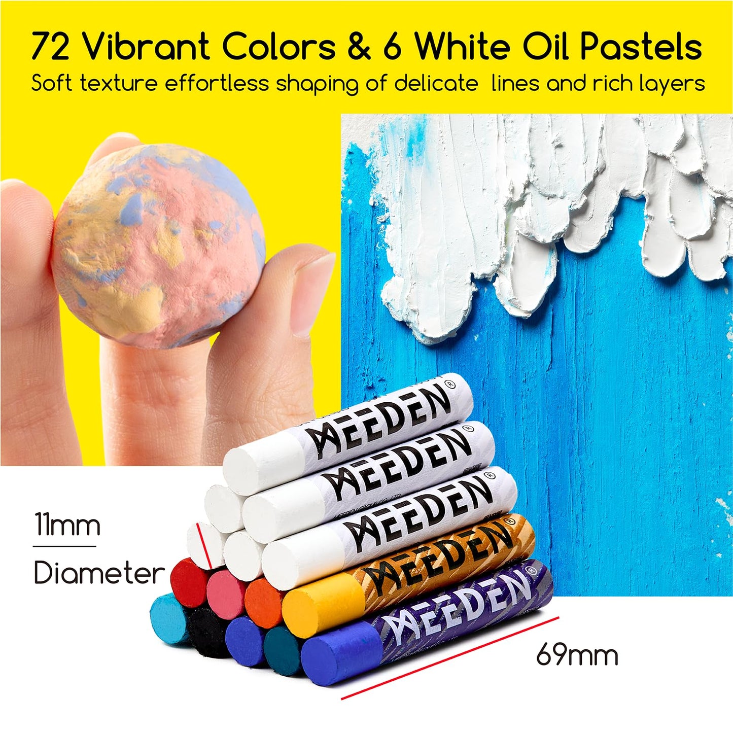 MEEDEN Soft Oil Pastels Set: 102Pcs Oil Pastel Kit with 72 Colors & 6 White Pastel - All in One Oil Crayons with Paper, Palette Knife, Masking Tape - Art Supplies for Artists Beginners Adult Christmas
