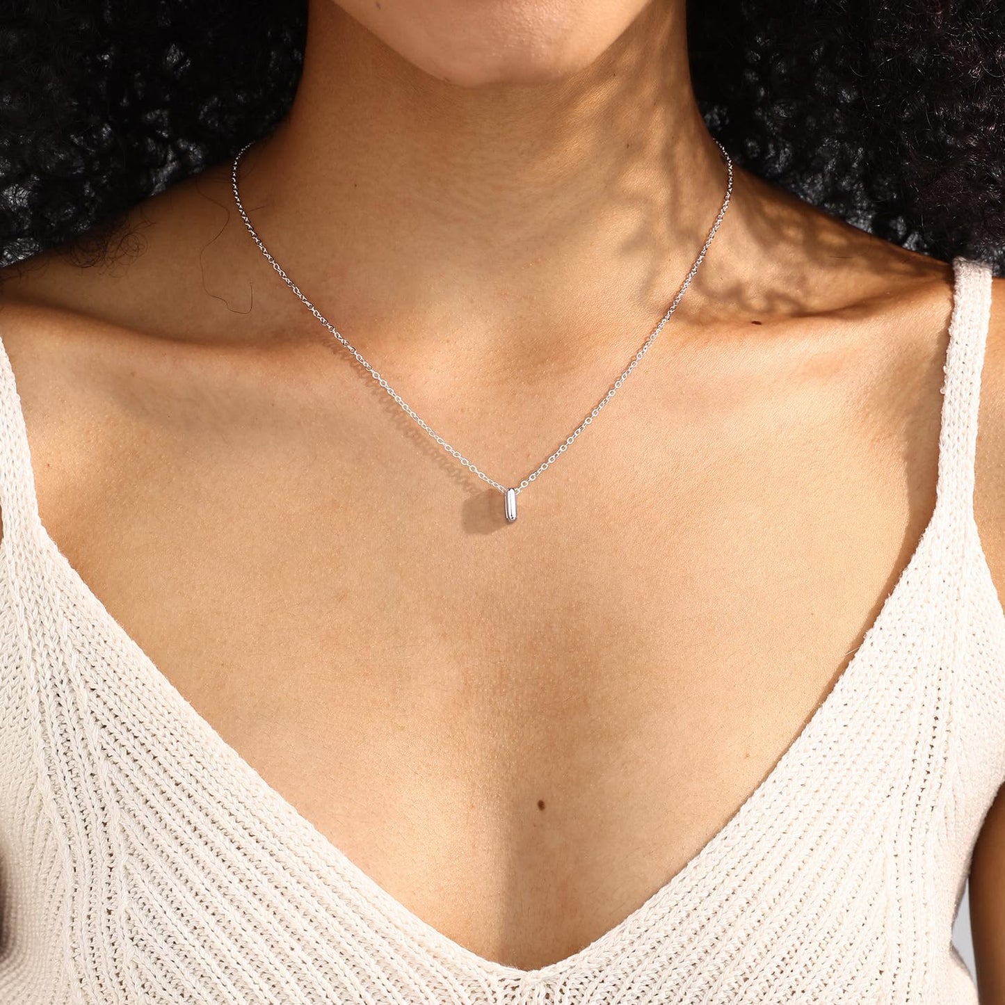 CUEZIY Bubble Silver Letter Necklace Initial Necklaces for Women Dainty Personalized Charm Pendant Name Necklace Cute Non Tarnish Fashion Accessories Teen Gift Trendy Stuff Silver Jewelry Gifts