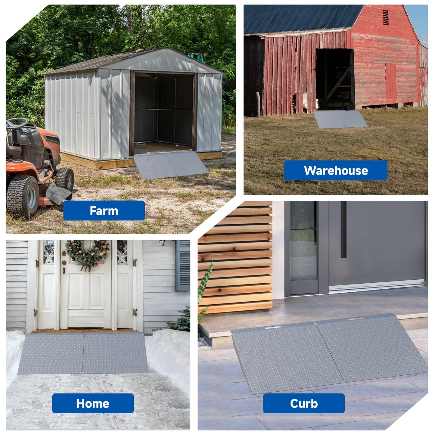 Shed Ramp 29" x 48" 2 Pack, 750 lbs Capacity Portable Ramp for Riding Mower, Lawn Mower, Motorcycle, Garden Cart, and Wheelchairs (29" L×48" W 2 Pack)